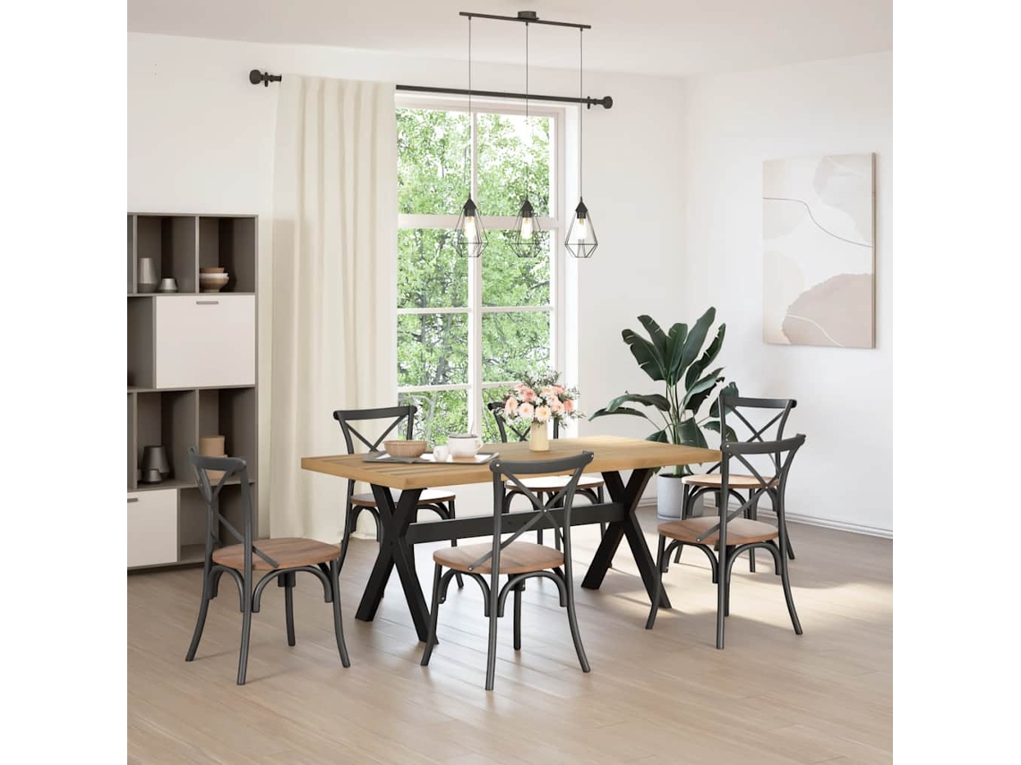 Vidaxl Mesa De Jantar Noain Pernas Em Forma X 180x90x75cm Pinho Maciço