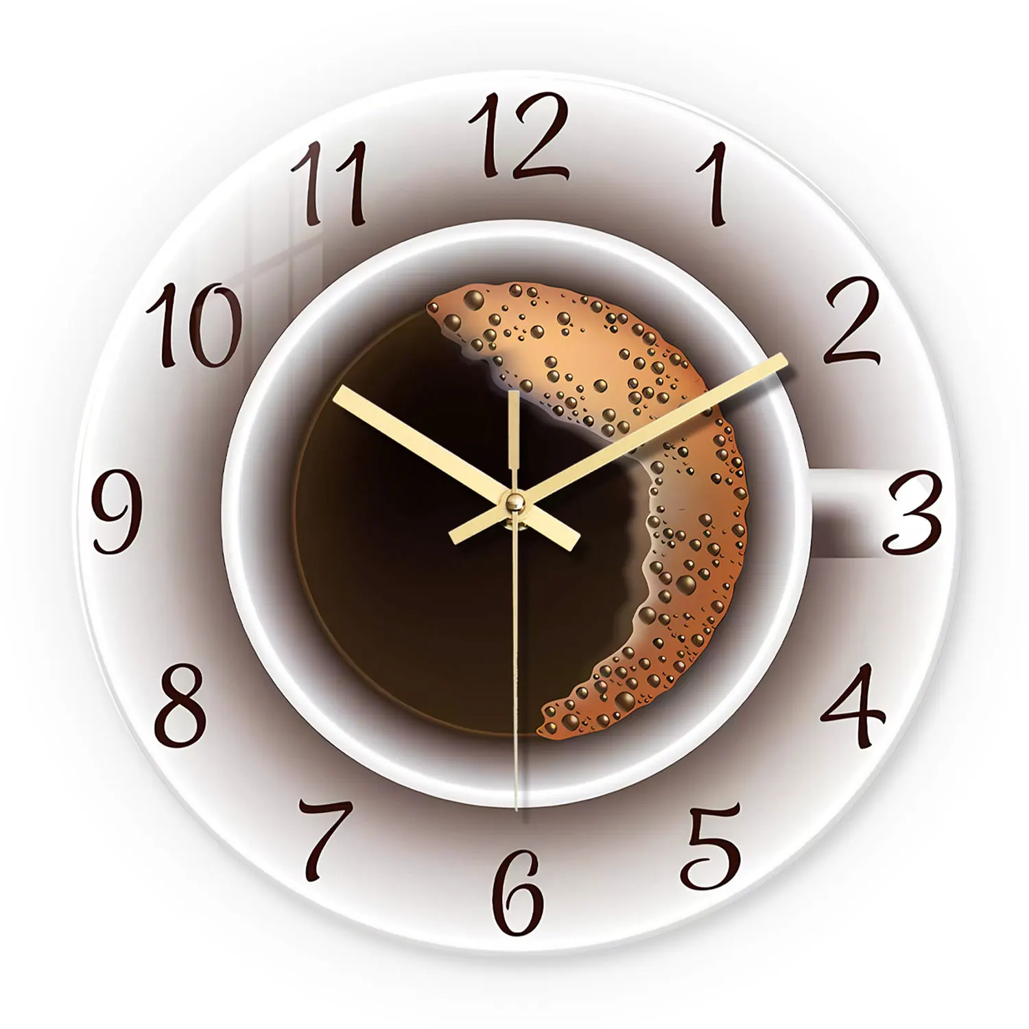 Relógio De Parede De Vidro Temperado De 4 Mm De Espessura, Com Estampa Moderna De Caneca De Café Americana (30 Cm)