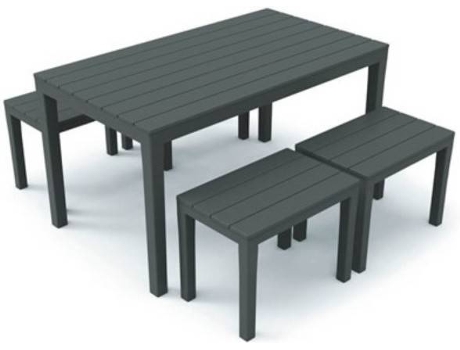 Conjunto de Refeição IPAE-PROGARDEN Samoa (4 Bancos - Antracite)