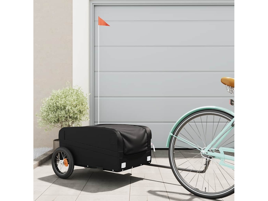 Vidaxl Reboque Para Bicicleta 30 Kg Ferro Preto