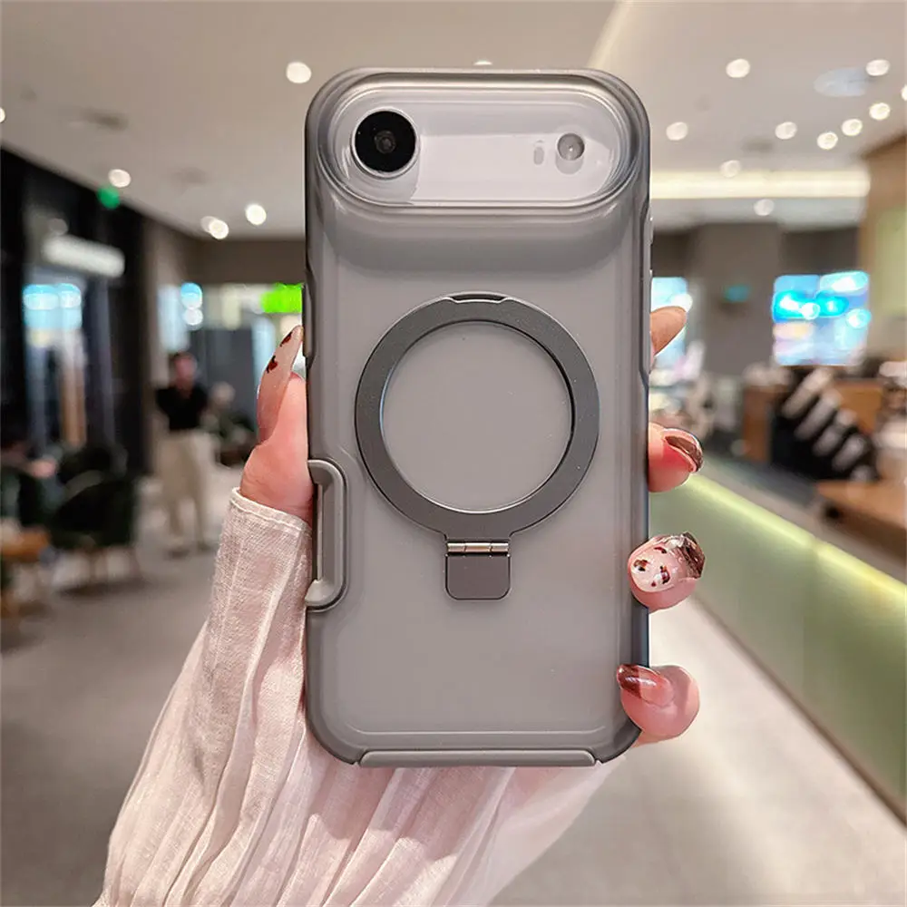 (cinza, Iphone 14 Pro Max) Capa Para Celular Com Suporte Magnético Em Anel, Capa Protetora Transparente Fosca À Prova De Choque Em Pctpu