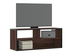 Vidaxl Móvel P/tv 100x31x39,5cm Deriv. Madeira/metal Carvalho Castanho