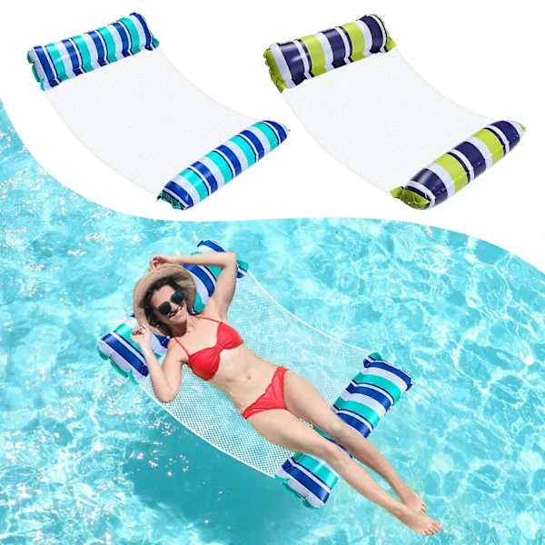 Conjunto De 2 Cadeiras Infláveis ​​para Piscina, Modelo Rede, 4 Em 1: Flutuante, Leve E Portátil (azul E Verde)