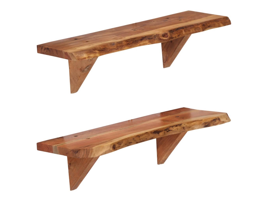 Prateleiras De Parede 2 Pcs 60x20x18cm Madeira De Acã¡cia Maciã§a Dkd Home Decor