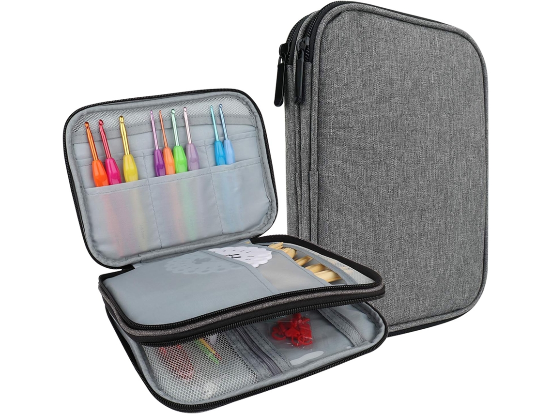 Estojo Para Agulhas De Tricô Circulares, Porta Agulhas Crochê, Bolsa Armazenamento Com Zíper Duplas E Simples, Acessórios. Aquaforge