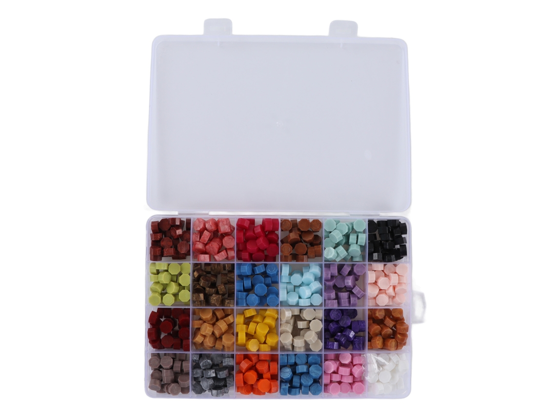 Perlas De Cera Selladora 24 Colores Exquisitos Con Caja De Almacenamiento Para Invitaciones Y Sobres