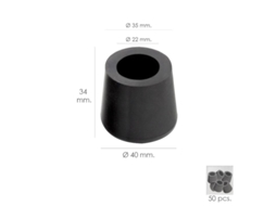 Bloco de Borracha Preta Ø 22 Mm Com Bolsa de Lavagem Interna 50 Unidades WOLFPACK LINEA PROFESIONAL