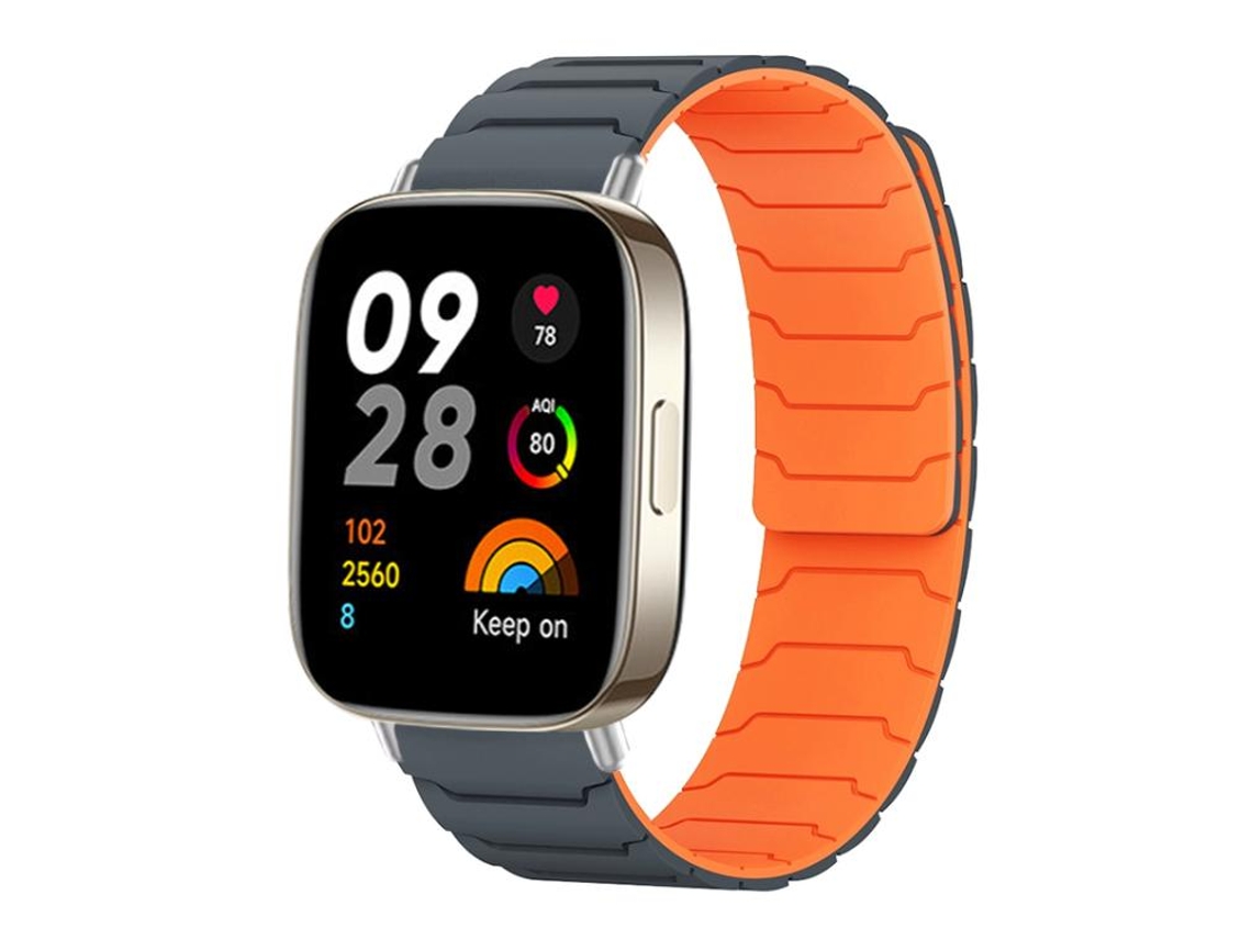 Bracelete para Redmi Watch 3 Silicone Magnético Cinza Laranja XIAOMOYU