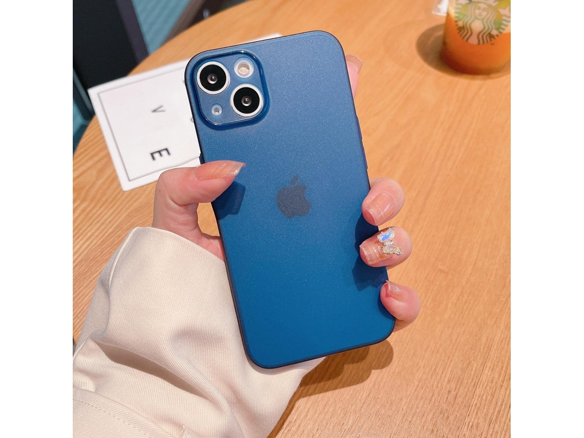 Capa Para Iphone 17 Transparente Azul Fosca Ultrafina Com Botões Eletrorevestidos E Proteção Suave Contra Quedas.
