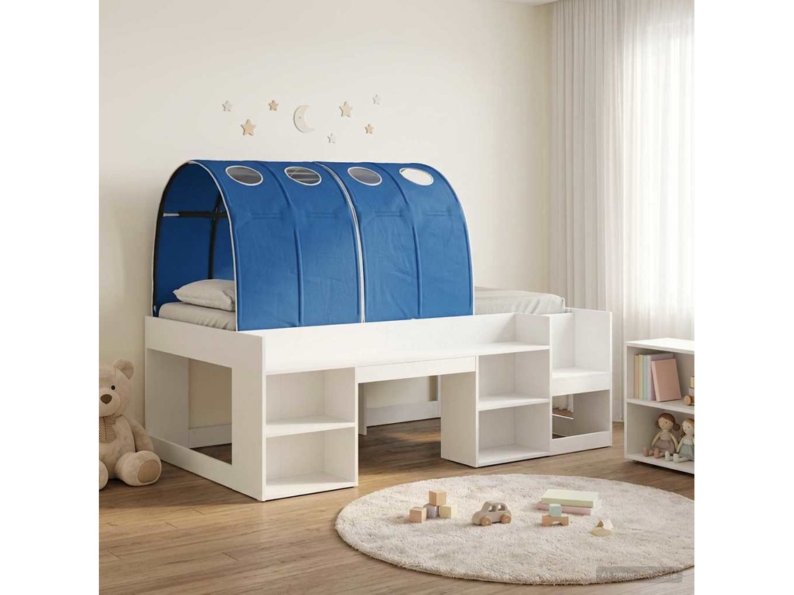 Vidaxl Estrutura De Cama Com Túnel 3 Unid. Branco E Azul