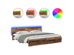 Estrutura da Cama com Cabeceira Madeira Antiga 200x200 cm MAISON EXCLUSIVE
