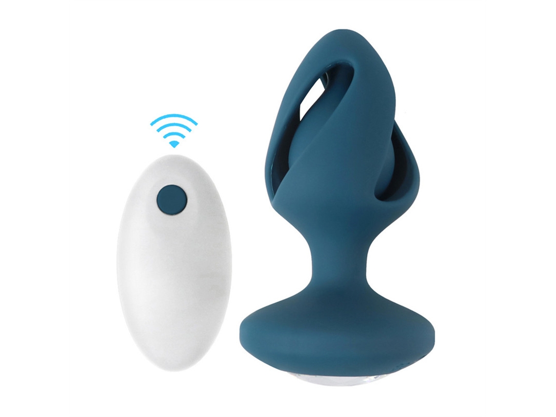 Vibrador Anal de Controle Remoto com 10 Modos de Vibração para Adultos Azul VEANXIN