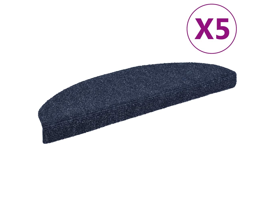 Vidaxl Tapetes De Escada Autoadesivos 5 Peças 65x21x4 Cm Azul Semicircular Grande