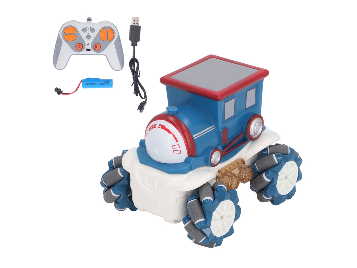 Walshlxq brinquedo Trem de Controle Remoto com Luz Recarregável 360 Graus Rotação 9 Canais 4 Rodas para Crianças