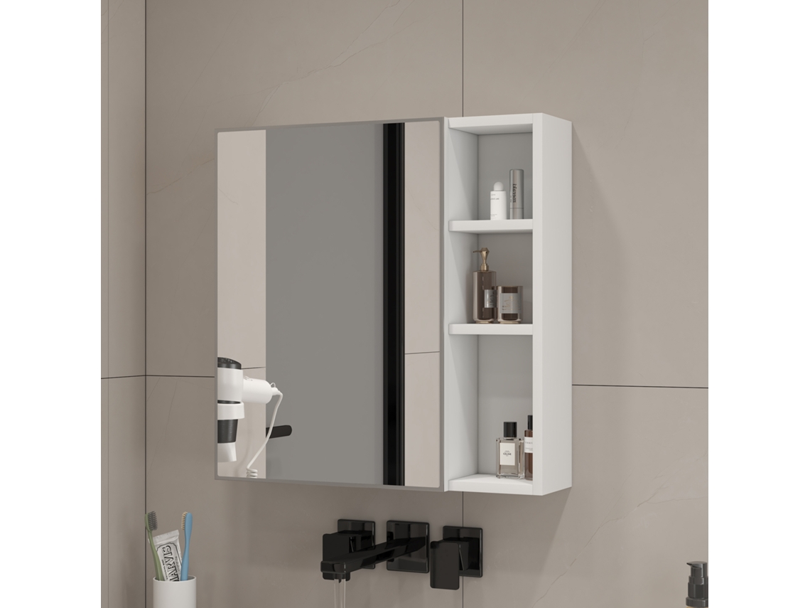 Armário de Parede com Espelho Hdf 55x56cm Branco BRAVENTO