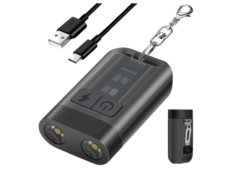 Lanterna Led Super Brilhante Bolso Recarregável Usb C Com Base Magnética Lanterna Edc Com Uv Preta