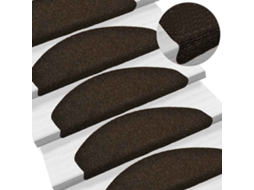 Vidaxl Tapetes De Escada Autoadesivos 30 Peças 65x21x4 Cm Marrom Escuro Meio Redondo Grande