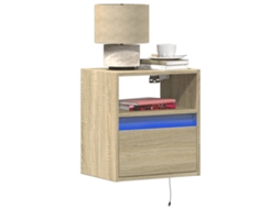 Vidaxl Mesa De Cabeceira De Parede Com Luzes Led Carvalho Sonoma