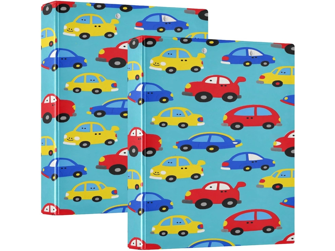 Pasta Escolar Com Prancheta, Estampa De Carro Colorido Desenho Animado, 3, 8cm 1, 5 Polegadas, Pacote Com 200 Folhas 1 2 Unidades