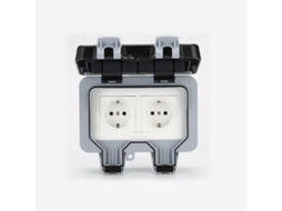Tomada De Parede Externa Com Tampa Ip66, Tomadas Elétricas Duplas Cinza