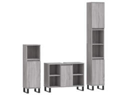 Conjunto de 3 Móveis Casa de Banho Madeira Processada Cinza Sonoma MAISON EXCLUSIVE (95x95x45 cm)