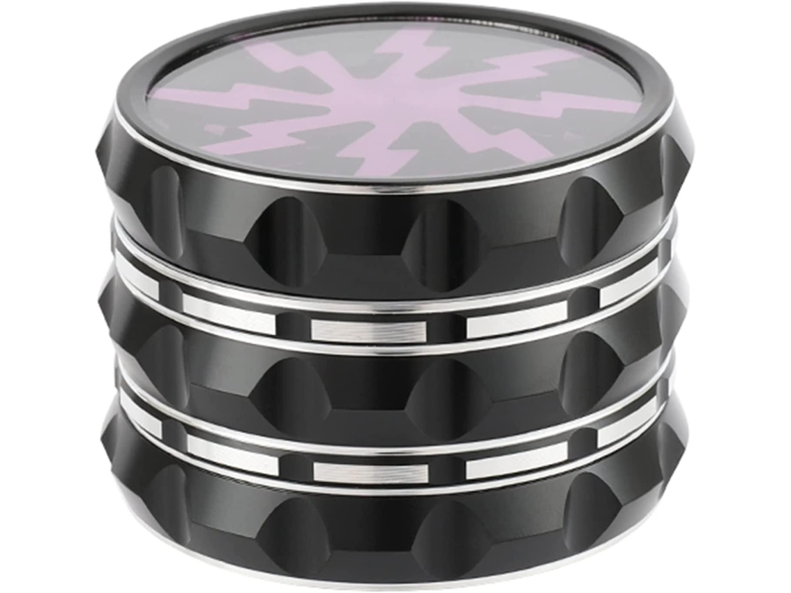 Moedor De 2,5 Polegadas Com Tampa Transparente Brilvibera (preto E Roxo)