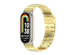Pulseira De Aço Inoxidável Com Fivela De Bambu Mijobs Para Xiaomi Mi Band 8 / 9 / 9 Nfc