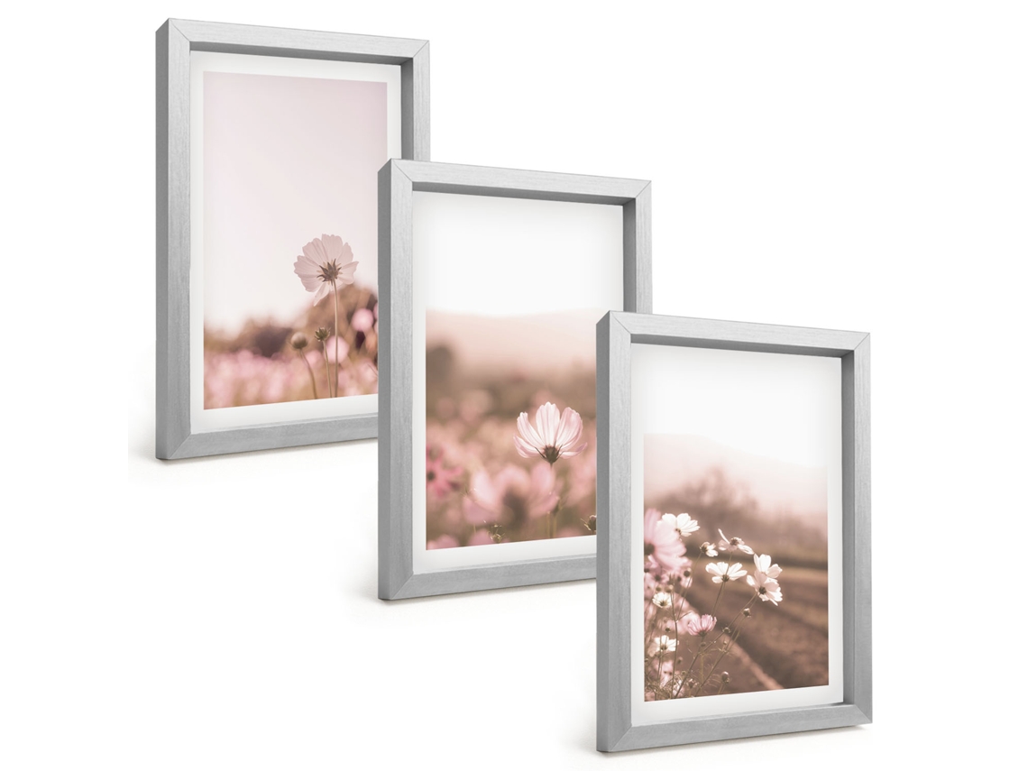 Galeria De Pinturas Muraisflores Silvestres Prados Verão Paisagens Moldura Prateada Fotos Para O Escritório Espelharte (3 Peças 20x30 Cm)