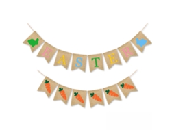 Burlap Banner Para Celebração Da Páscoa, Feliz Bunting Pasta Pásco