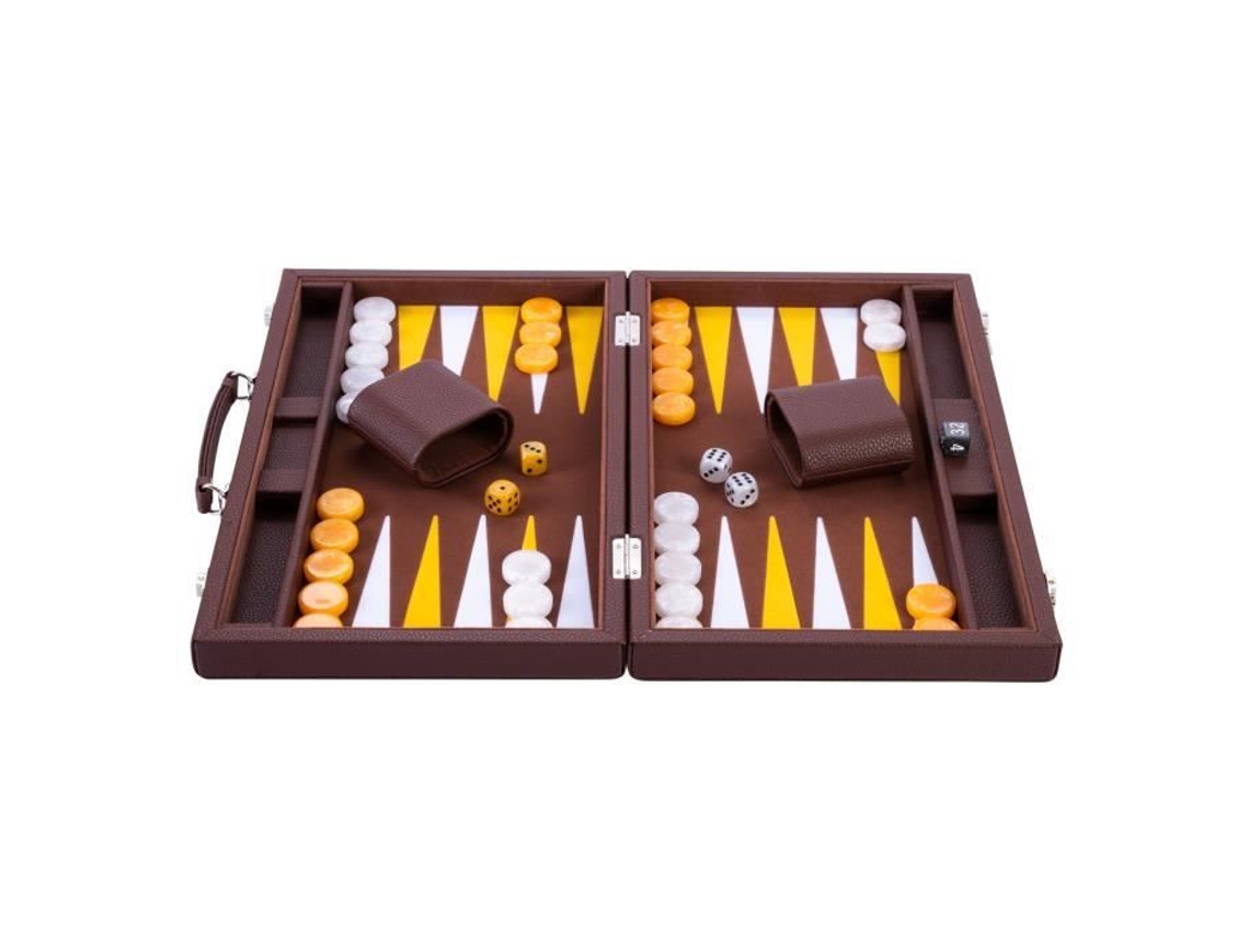 Gamão Luxuoso 15 Polegadas 38 Cm Acessórios Perolados Marrom ENGELHART