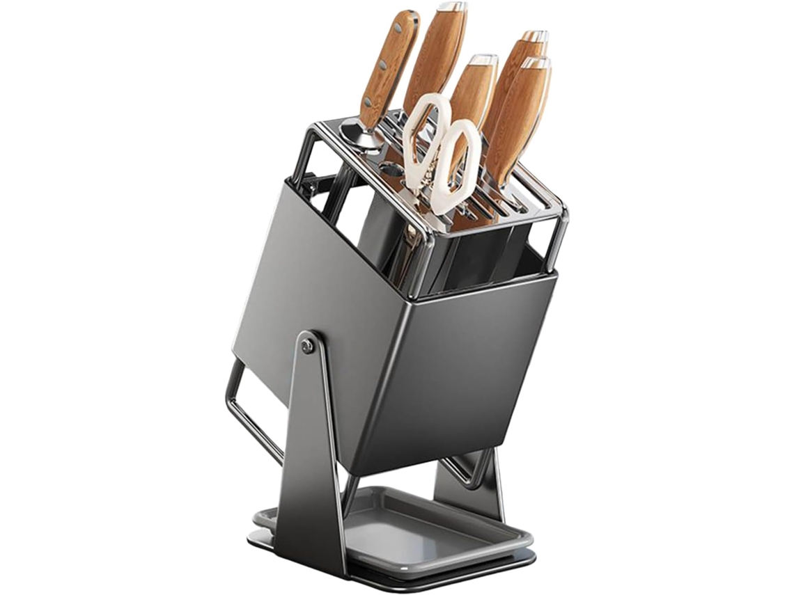 Bloco De Corte Para Cozinha, Suporte Para Facas Com Rotação De 30 Graus, Organizador De Talheres Compacto Para Bancada.