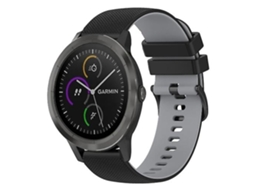 Pulseira Garmin Vivoactive 3 20mm, De Silicone Xadrez Bicolor, Chenille Preto E Cinza, Acabamento Moderno
