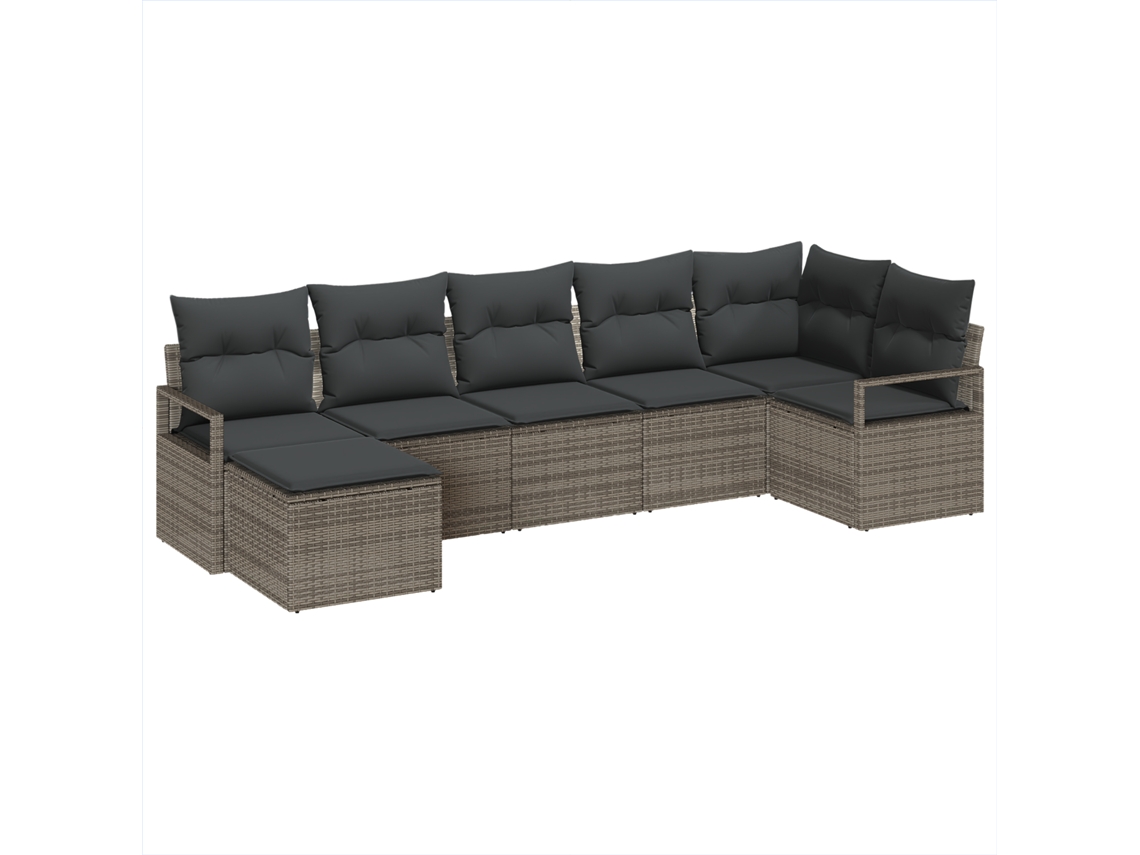 Conjunto 7 Conjunto De Jardim Vidaxl Cinzento Vime Pe (287 X 122 X 85 Cm)