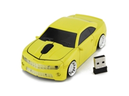 Ratón inalámbrico con forma de coche deportivo, 2,4 ghz, sensor de alta precisión para portátil, amarillo | S/MARCA