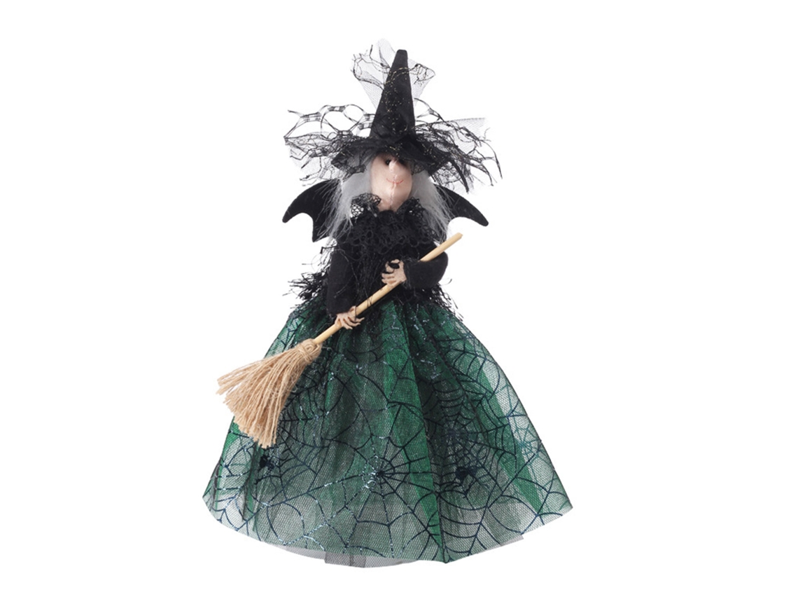 Laxiscreed Boneca Bruxa De Halloween Em Gaze E Paetês Para Decoração Assustadora 17x10x5cm