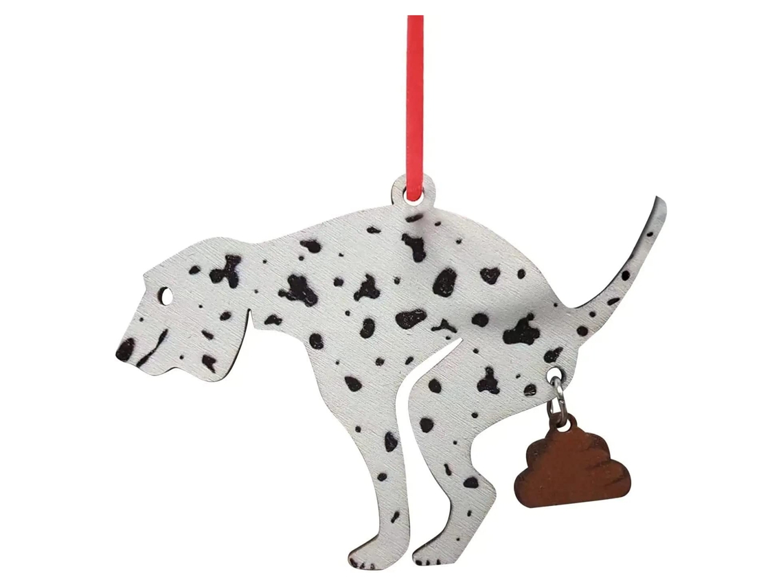 Enfeite de Árvore de Natal de Madeira com Cão Divertido LAXISCREED