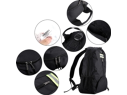 Mochila para ferramentas em tecido Oxford, resistente ao desgaste, ideal para eletricistas, instaladores e reparadores.