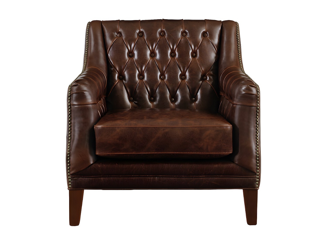 Poltrona Clássica Colbert VENTE-UNIQUE.PT (Castanho Chocolate - Pele - 84x84x84 cm)