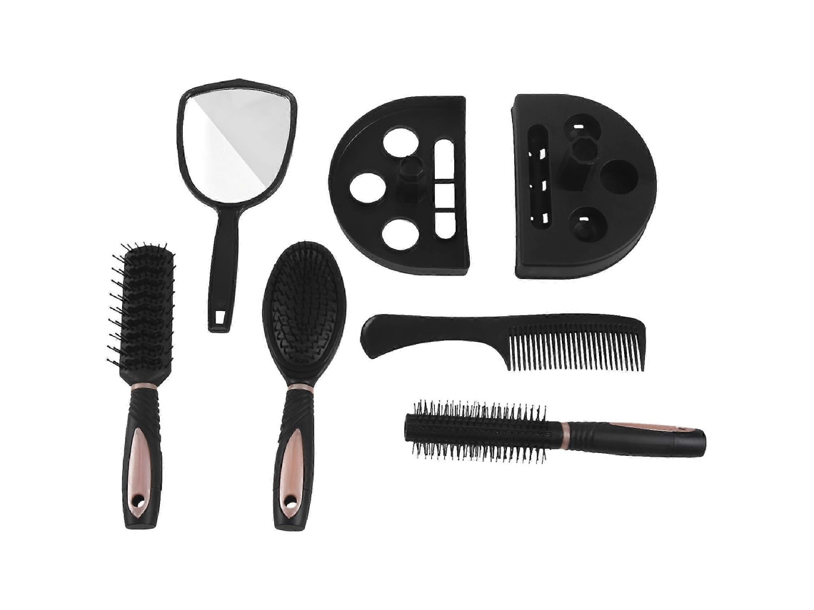 Conjunto De 5 Peças De Escova E Pente Para Cabelo Feminino, Escova De Massagem Para Cuidados Com O Cabelo Com Espelho E Suporte, Rosa Jinyubo Store