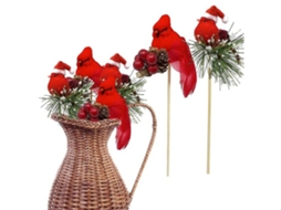 Bonés de Natal Vermelhos Pássaros Artificiais LAXISCREED