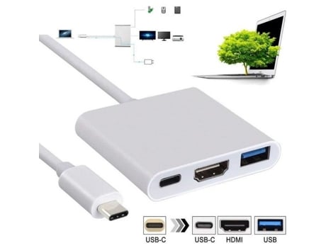 Adaptador Hdmi INECK Usb 3.1 Tipo C Usb-C Adaptador Multiporta Av Digital para Apple Macbook Chromebook Pixel Dell Usb-C para Hdtv