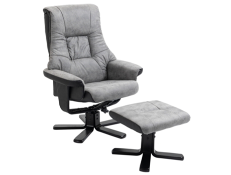Poltrona giratória reclinável de microfibra cinza Panshiyuan com pufe (78 x 82,5 x 109 cm)