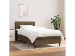 Vidaxl Cama Com Molas/colchão 100x200 Cm Tecido Castanho-escuro