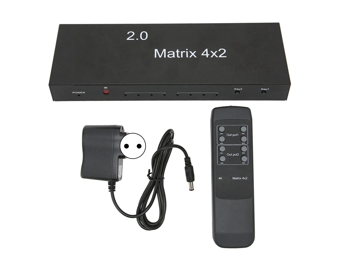 Aetheria comutador de Interface Multimídia Hd 4 In 2 Out 4k 60hz com Controle Remoto e Saída de Som Óptica 3.5mm