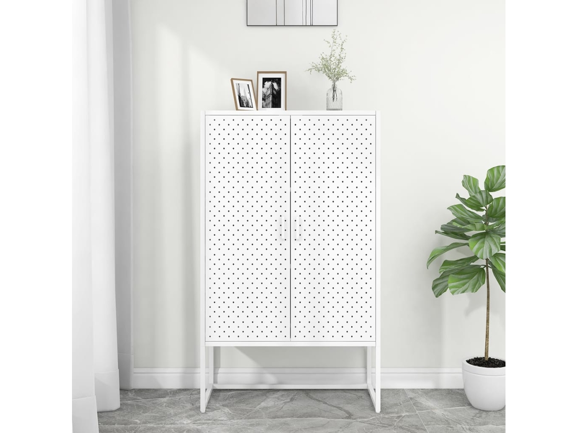 Vidaxl Aparador Alto 80x35x135 Cm Aço Branco