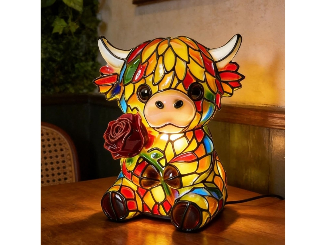 Luminária Noturna Decorativa Artesanal em LED com Vaca Das Terras