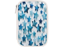 Estojo Lápis, Com Estampa De Estrela Brilhante, Na Cor Azul, Bolsa Lápis, Estojo Com Compartimentos, Porta