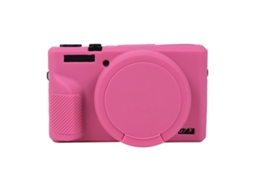 Capa Protetora De Silicone Macio Para Canon Powershot G7x Mark Iii / G7x Iii / G7x3 Com Tampa De Lente Rosa Vermelha