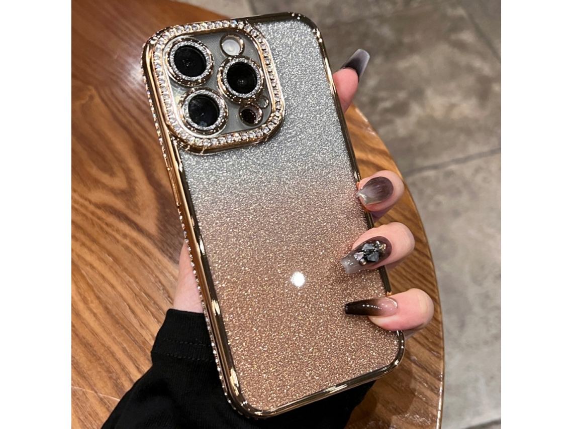 Capa De Tpu Para Iphone 13 Pro - Glitter Degradê De Diamante