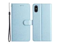 Capa Em Couro Pu Com Suporte E Pega Para Apple Iphone X / Xs - Azul Celeste